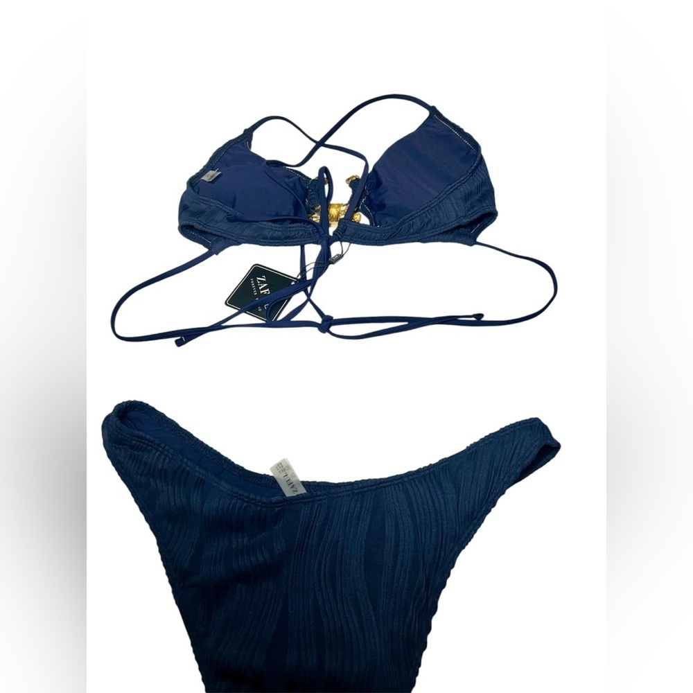 Zaful Textured Bikini Size L (US 8-10) – High Cut, Sparkle Metal Detail - Picture 5 of 10